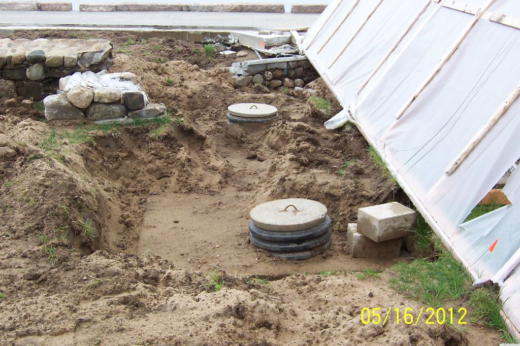 Exposed septic tank from the storm
