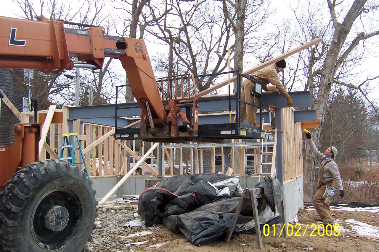 Structural steel and garage level framing