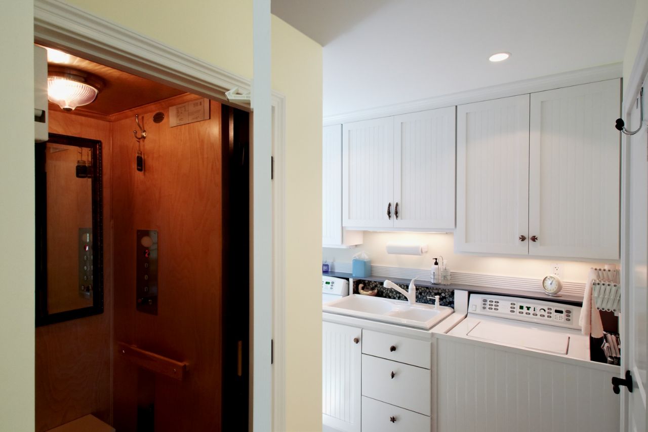 Elevator and laundry room